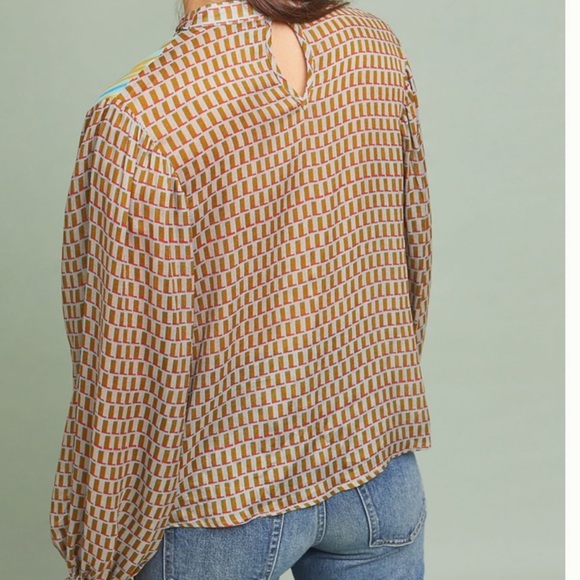 Anthropologie Conditions Apply Retro Peasant Blouse M - Picture 7 of 10